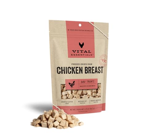 Vital Essentials Freeze Dried Raw Single Ingredient Dog Treats, Chicken Breast, 3.75 oz