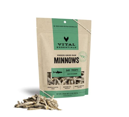 Vital Essentials Freeze Dried Raw Single Ingredient Dog Treats, Minnows, 2.5 oz