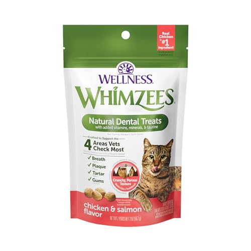 Whimzees Wellness Natural Cat Dental Treats, Chicken & Salmon Flavor, 2 Ounce