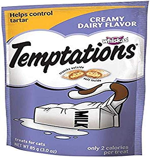 Whiskas Temptations Creamy Dairy Flavour Treats For Cats, 3-Ounce Pouches (Pack Of 12)