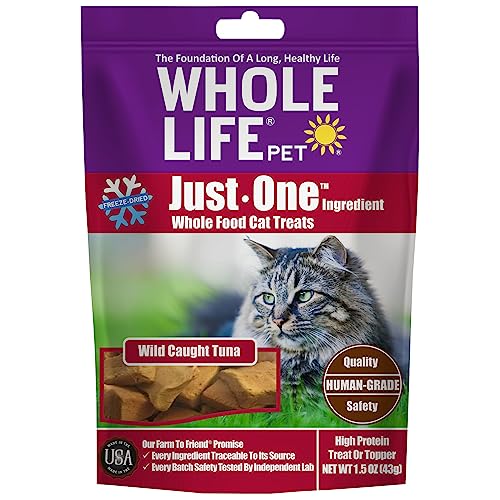 Whole Life Pet Just One Tuna - Cat Treat Or Topper - Human Grade, Freeze Dried, One Ingredient - Protein Rich, Grain Free, Made in The USA