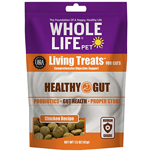 Whole Life Pet Living Treats for Cats – Healthy Gut with Chicken and Yogurt – Human Grade, Probiotics, Easy Digestion, Sensitive Stomachs - Made in The USA