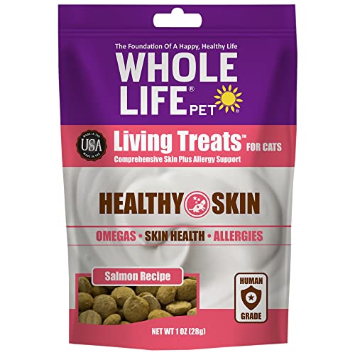 Whole Life Pet Living Treats for Cats – Healthy Skin with Salmon and Yogurt – Human Grade, Omegas, Allergy Relief - Made in The USA