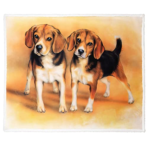 XSMEI 50"x60" Yellow Beagles Sherpa Blanket Dog Print Throw Blanket Super Soft Fuzzy Blanket Thick Warm Fleece Blankets for Couch Bed