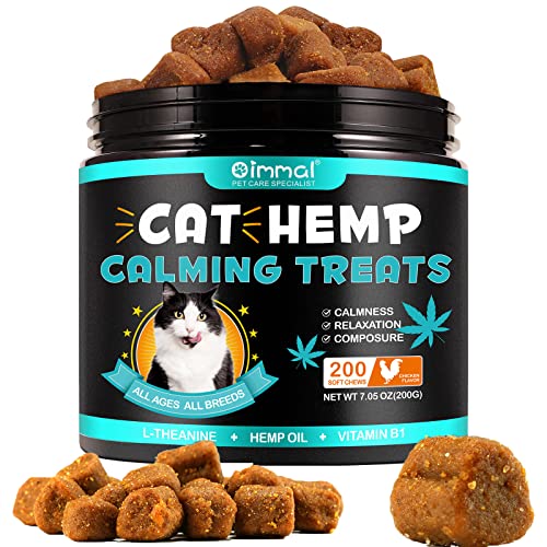 Yecuce Calming Chews for Cats,Quiet Moments Cats Anxiety Stress Relief-Barking,Travel Issues,Separation,Thunder,200 Count