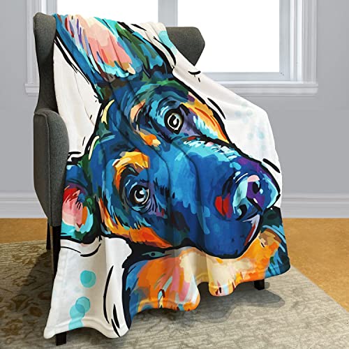 YISUMEI German Shepherd Dog Throw Blanket Modern Watercolor Print Fleece Blanket Soft Warm Cozy for Sofa Couch Bed 50"x60"