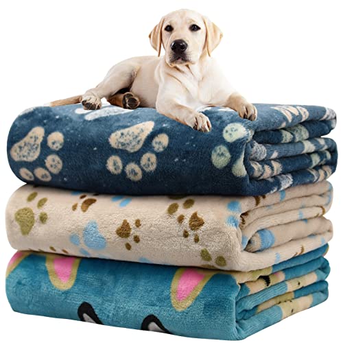 1 Pack 3 Blankets for Dogs Blankets for Large Dogs Medium Dog Blanket Super Soft Fluffy Premium Fleece Pet Blanket Flannel Throw for Dog Puppy Cat Paw Blanket(41x31 inch)