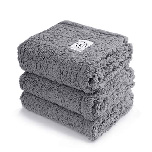 1 Pack 3 Calming Blankets Fluffy Premium Fleece Pet Blanket Soft Sherpa Throw for Dog Puppy Cat Grey Small (23" x16'')