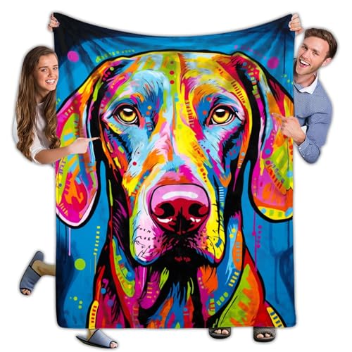 365CUSGIFTS - Weimaraner 1 Abstract Colorful Warm Plush Blankets for All Season, Fleece Blankets and Sherpa Blanket, Super Soft Cozy Blankets Blanket for Bed