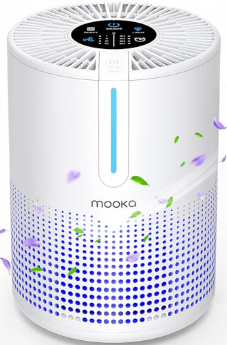 Air Purifiers for Bedroom Home, MOOKA H13 HEPA Filter Small Portable Air Purifier with USB Cable for Smokers Pollen Pets Dust Odors Office Car 300 Sq.Ft, Desktop Air Cleaner, Fragrance Sponge, M01