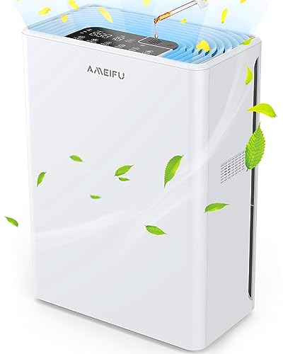 AMEIFU Air Purifiers for Home Large Room up to 1740sq.ft, H13 True Hepa Air Purifiers for Pets Hair, Dander, Smoke, Pollen, 3 Fan Speeds, 5 Timer Air Cleaner