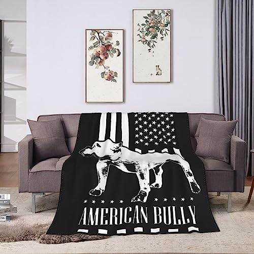 American Flag Bully Blanket Throw Blanket Soft Plush Fuzzy Cozy Flannel Blanket Sofa Warm Decorative