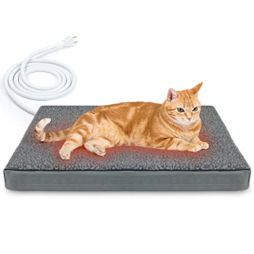 AUPETEK Outdoor Heated Pet Beds for Cat & Dog Orthopedic Foam Warming Beds Auto Temperature Control, Washable Cover with Waterproof Liner Thermo Kitty Electric Heating Bed