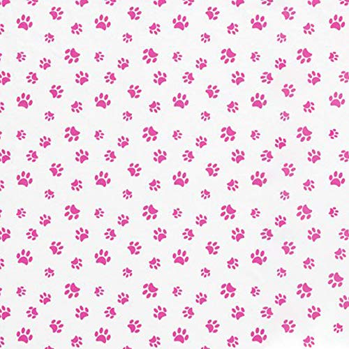 Barcelonetta | Fleece Fabric | 2 Yards | 72"X60" Inch | Polar Fleece | Soft, Anti-Pill | Throw, Blanket, Poncho, PJ Pants, Eye Mask (Baby Pink Paws, 2 Yards)