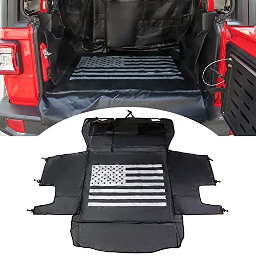 BESTAOO Dog Cargo Liner for Jeep, Waterproof Pet Dog Trunk Cargo Liner for 2007-2024 Jeep Wrangler JK JL 4-Door, Heavy Duty Oxford Nonslip Dog Trunk Cargo Protector Washable Dog Seat Cover (USA Flag)