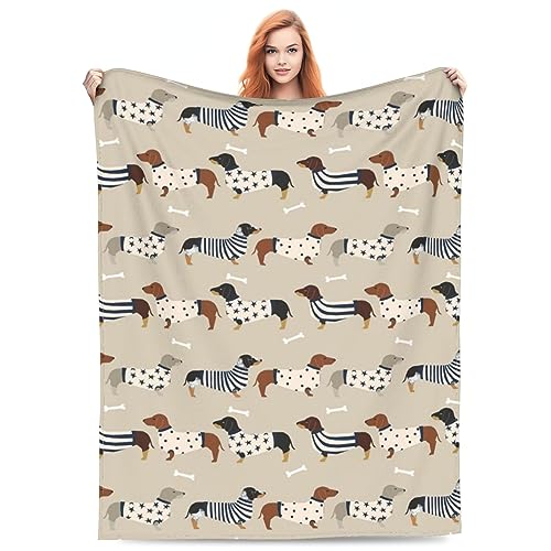 BLUBLU Dachshunds Dog Flannel Fleece Bed Blanket Throw Blanket Lightweight Cozy Plush Blanket for Bedroom Living Rooms Sofa Couch 50"x40"