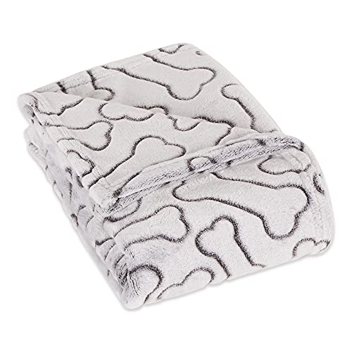 Bone Dry Embossed Bone Print Pet Blanket, 36x48, Black