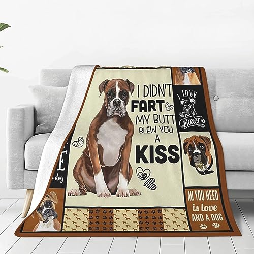 Boxer Dog Blanket for Boys Girls, Boxer Dog Throw Blanket with Boxer Dog Gifts and Ultra Soft Cozy Throw Blanket Decorative Fleece Plush Blanket for Living Room Bed Sofa 40inX50in