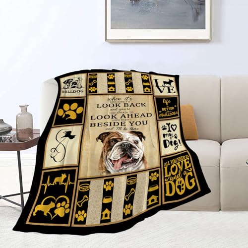 Bulldog Blanket French Bulldog Throw Blankets Cozy Fleece Flannel Soft Warm Plush Lightweight English Bulldog Decor Bedding Bulldog Gifts for Boys Girls Men Women Kids for Couch Sofa Bed 40"X50"