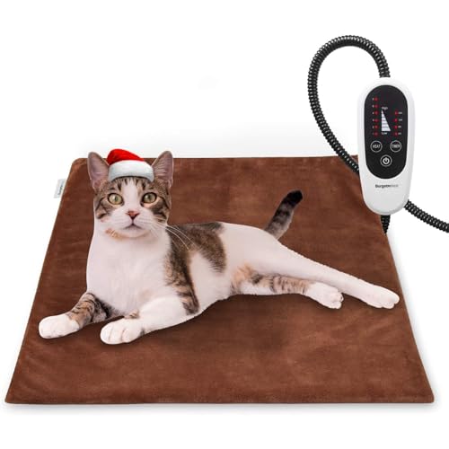 BurgeonNest Pet Heating Pad for Dogs Cats with Timer, 28" x 16" / 18" x 16" Upgraded Electric Heated Dog Cat Pad Temperature Adjustable Pet Bed Warmer Blanket Mat Auto Power-Off