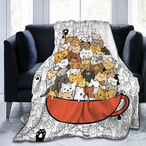 Cat Blankets Soft Lightweight Flannel Throw Blanket for Cat Lovers Birthday Christmas 50"X40"