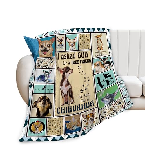 Chihuahua Dog Blanket Dog Decor Throw Blanket Super Warm Soft Plush Lightweight Fleece Flannel Cute Animal Blanket Gifts for Girls Baby Kids Women Boys for Winter Couch Bedding 40"X50"