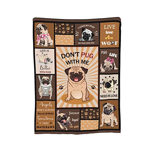 CIUGOIG Pug Dog Blanket Pug Throw Blanket Pugs in a Blanket for Pug Lovers Kids Boys Girls Adults 50"x60"