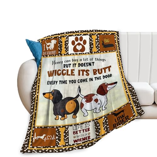 Dachshund Blanket Weiner Dog Throw Blankets for Girls Boys Cute Dogs Stuff Fleece Blanket Warm Soft Fuzzy Blanket for Sofa Bed Living Room Gifts for Kids Adults Dachshund Pet Lovers 50"x40"