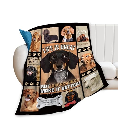 Dachshund Dog Blanket for Girls Boys Dachshund Gifts Dog Throw Blanket for Couch Sofa Bed Soft Warm Flannel Fleece for Kids Adults 40"x50"