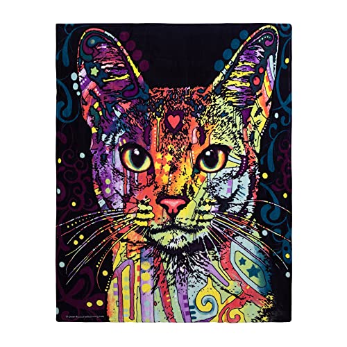 Dawhud Direct Colorful Cat Fleece Blanket for Bed, 50" x 60" Dean Russo Confident Cat Fleece Throw Blanket for Women, Men and Kids - Super Soft Plush Cat Blanket Throw Plush Blanket for Cat Lovers