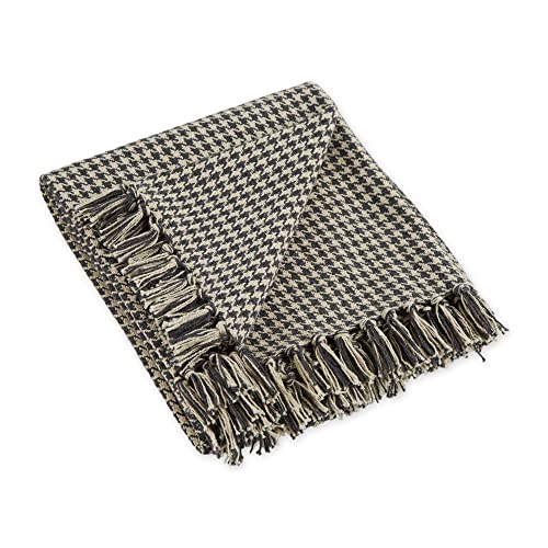 DII California Casual Houndstooth Woven Throw, Black, 50x60