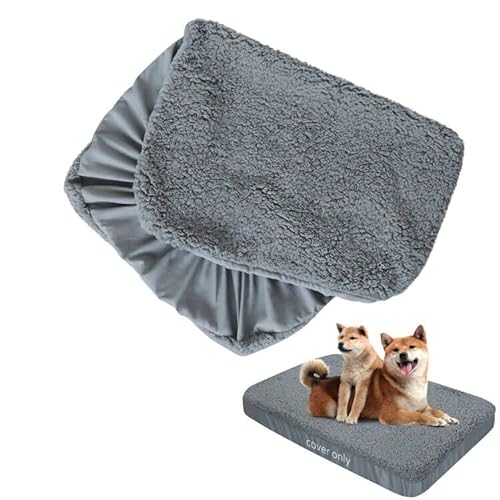 Dog Bed Covers Soft Plush Replacement Washable, Waterproof Dog Bed Liner Grey, Pet Bed Cover 36x27 Inches, for Dog/Cat, Cover Only