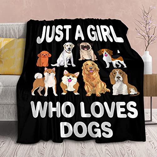 Dog Blanket Puppy Plush Gift for Girls Women Kids Dogs Animals Lover Throws Comfy Lightweight Cute Puppies Pet Sheet Soft Flannel Blankets for Couch Chair Halloween Christmas-40x50 Inches