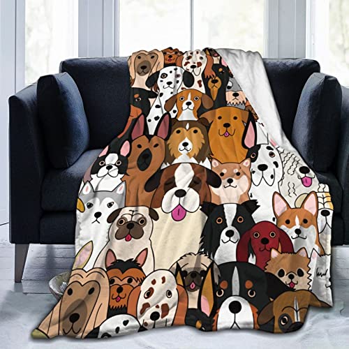 Dog Throw Blanket Plush Flannel Bed Sofa Couch Office Home Women Men Soft Warm Lightweight 50 x 60 inches