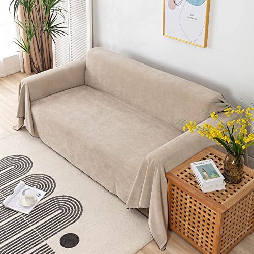 Foreate Waterproof Couch Cover Sectional Sofa Cover Couch Cover Blanket - Cat Scratch Furniture Protector Dog Couch Cover Protector Machine Washable, 71'' x 134'', Oat Beige