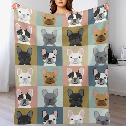 French Bulldog Dog Blanket for Boys Girls, Bulldog Dog Lovers Gifts, Fleece Bulldog Dog Throw Blanket for Kids Adults,Super Soft Warm Blanket Lightweight Flannel Blankets for Bed Couch 50"x40"