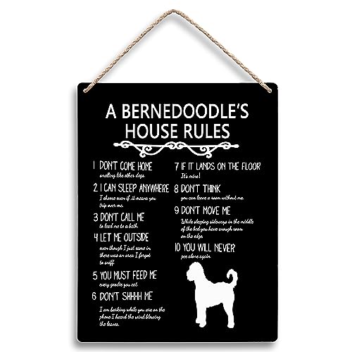 FUGWN A Bernedoodle’s House Rules Dog Wooden Signs 8x10, Dog Signs for Home Decor, Dog Decorations for The Home, House Rules Sign, Dog Wall Decor, Dog Gifts, Gifts for Dog Lovers