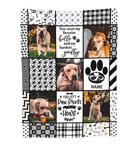 Funnylife Custom Blanket, Personalized with Pet Photo Picture Blanket Dog Memorial Gifts - Sympathy for Loss of Dog 30x40