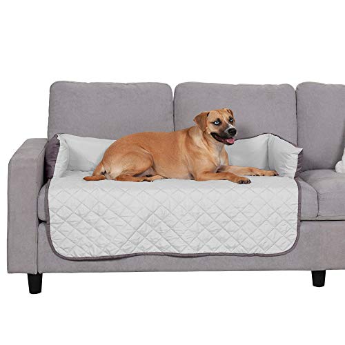 Furhaven Water-Resistant & Reversible 42" Wide Seat Cover Protector for Dogs & Cats, Perfect for Couches, Beds, & Car Seats - Sofa Buddy Bolster Seating Protector - Gray/Mist, Large