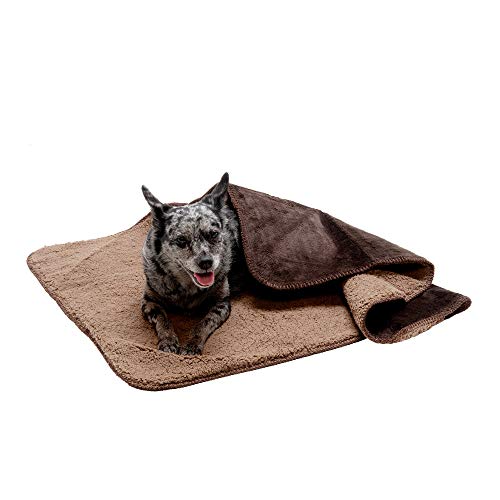 Furhaven Waterproof & Self-Warming Throw Blanket for Dogs & Indoor Cats, Washable & Reflects Body Heat - Terry & Sherpa Dog Blanket - Espresso, Medium