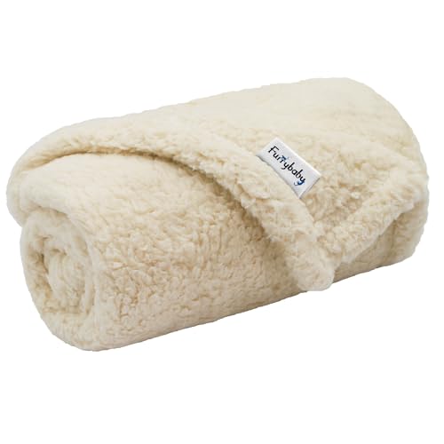 furrybaby Premium Soft Dog Blanket for Small Dogs Puppy Cat Washable Sherpa Fleece 24x32 Inches Pet Throw for Bed Furniture Couch Sofa Protection(Small, Beige Blanket)