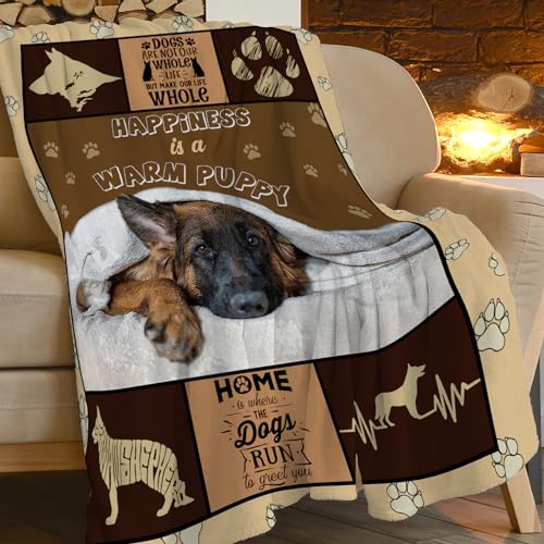 German Shepherd Blanket Funny German Shepherd Dog Throw Blanket for Girls Boys Super Soft Cozy Fleece Cute Animal Blanket Fuzzy Blankets for Couch Sofa Bed Gifts for Kids Adults 50"x40"