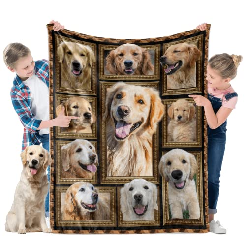 Golden Retriever Blanket for Kids Soft Throw Blanket for Couch Bed Sofa, Cozy Fleece Blankets and Throws Warm Flannel Travel Blanket for Boys Girls, Golden Retriever Gifts for Baby, 40" x 50"