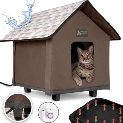 Heated Cat Houses for Outdoor Cats, Elevated, Waterproof and Insulated - A Safe Pet House and Kitty Shelter for Your Cat or Small Dog to Stay Warm & Dry