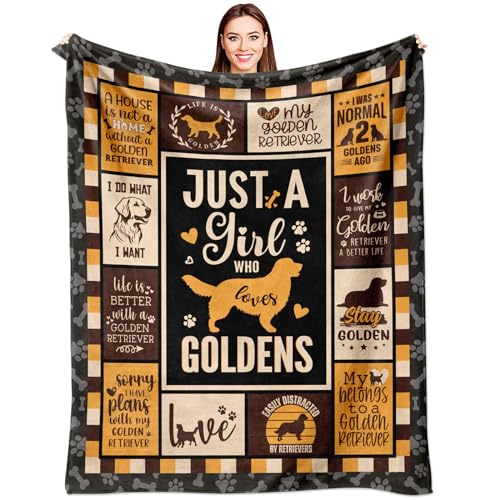 HSEFURNI Golden Retriever Blanket - Golden Retriever Gifts - Golden Retriever Gifts for Women - Best Gifts for Golden Retriever Lovers - Golden Retriever Decor Throw Blanket 60" x 50"