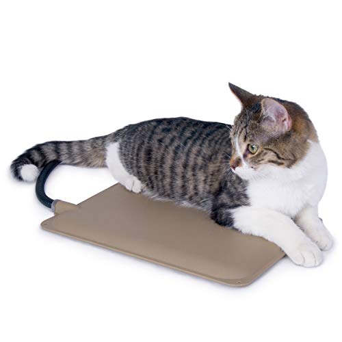 K&H Pet Products Heated Extreme Weather Outdoor Kitty Pad, Waterproof Cat Heated Bed, Pet Warmer for Outside and Feral Cats, Indoor and Outdoor Warming Cat Mat, Tan Petite 9 X 12 Inches 25W