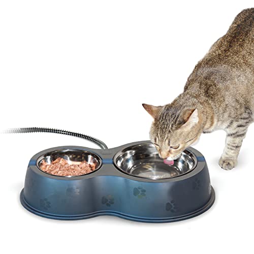 K&H Pet Products Heated Thermo-Kitty Café Outdoor Heated Cat Bowls, Feral Cat Feeding Station - No More Frozen Food or Water