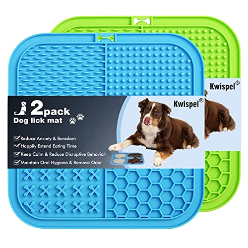 Kwispel Lick Mat for Dogs and Cats 2PCS Large, Dog Lick Mat with Suction Cups for Dog Anxiety Relief, Dog Licking Mat for Boredom Reducer, Dog Peanut Butter Lick Pad Perfect for Bathing Grooming