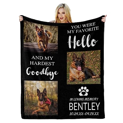 Lcyawer Customized Blanket with Picture, Pet Gifts for Dogs Owners, Personalized Dog Memorial Gifts, in Loving Memory Blanket, Dog Passing Away Gifts for Dogs Owners