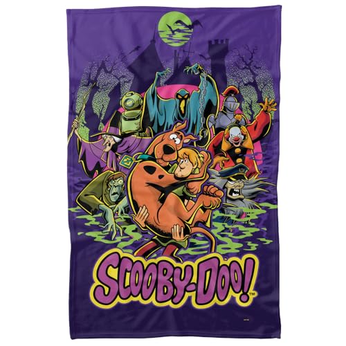 LOGOVISION Scooby Doo! Blanket, 36"x58" Spooky Poster Scene Fleece Blanket